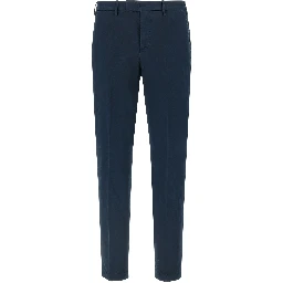 Blue Cotton Casual Pants