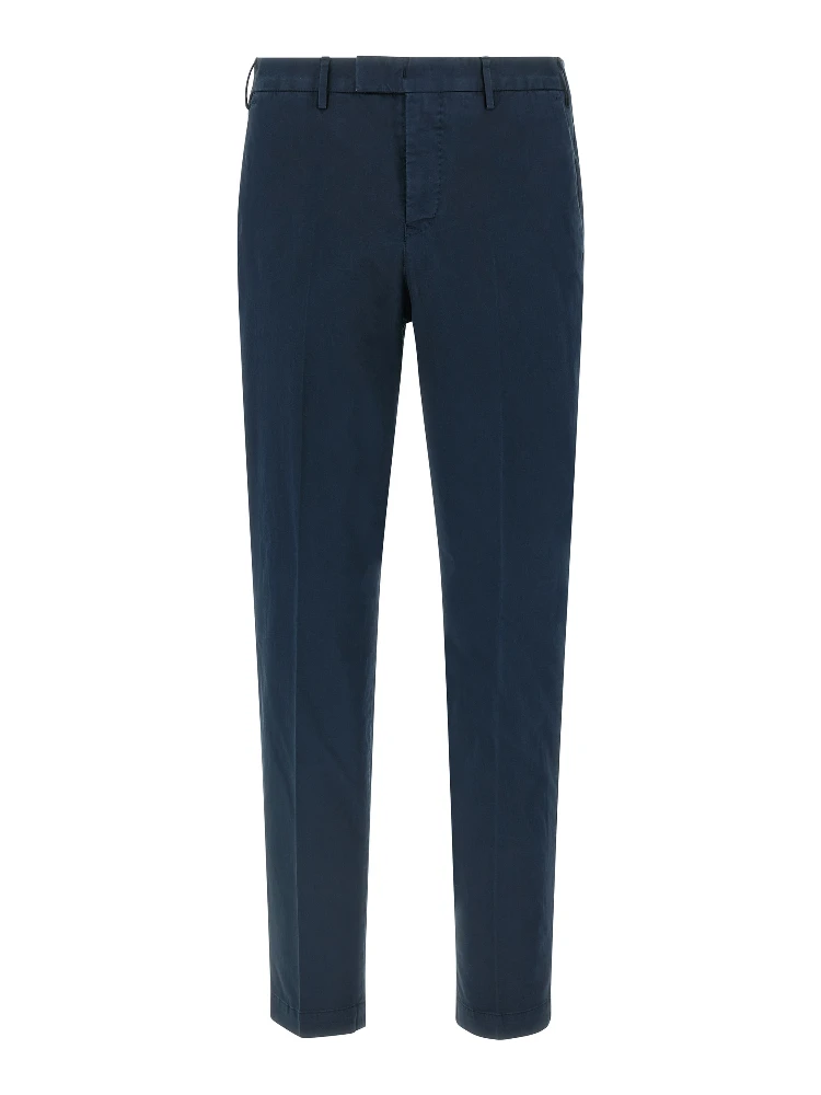 Blue Cotton Casual Pants