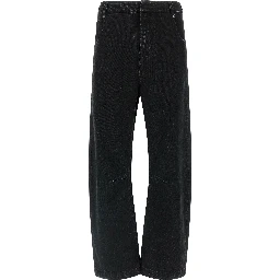Black Cotton Straight-Leg Jeans