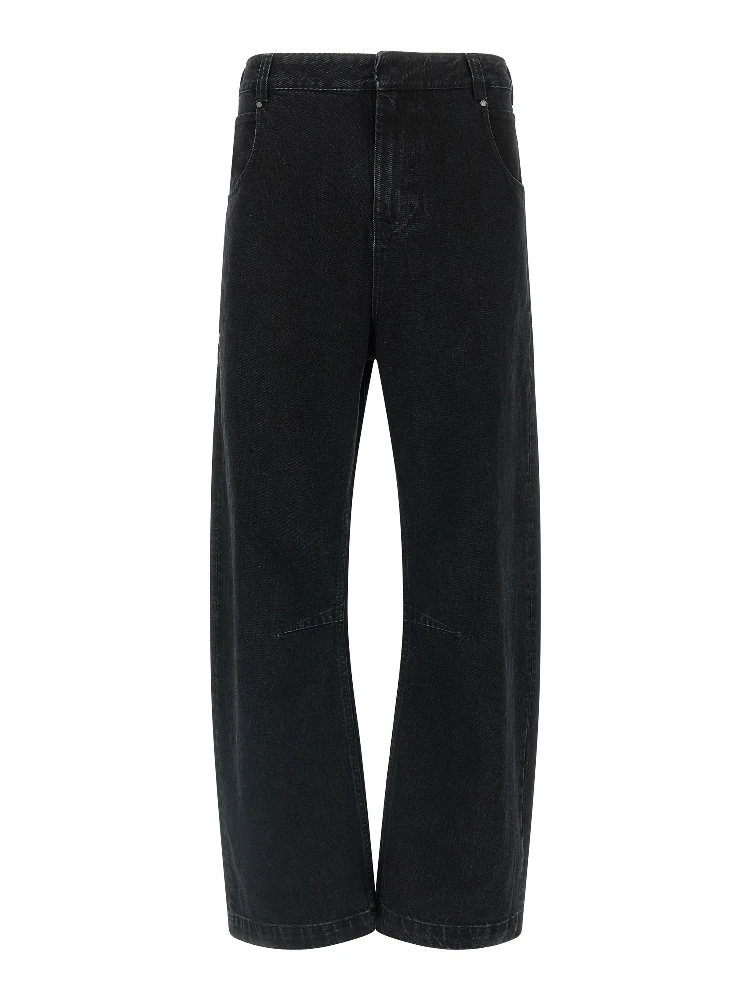 Black Cotton Straight-Leg Jeans
