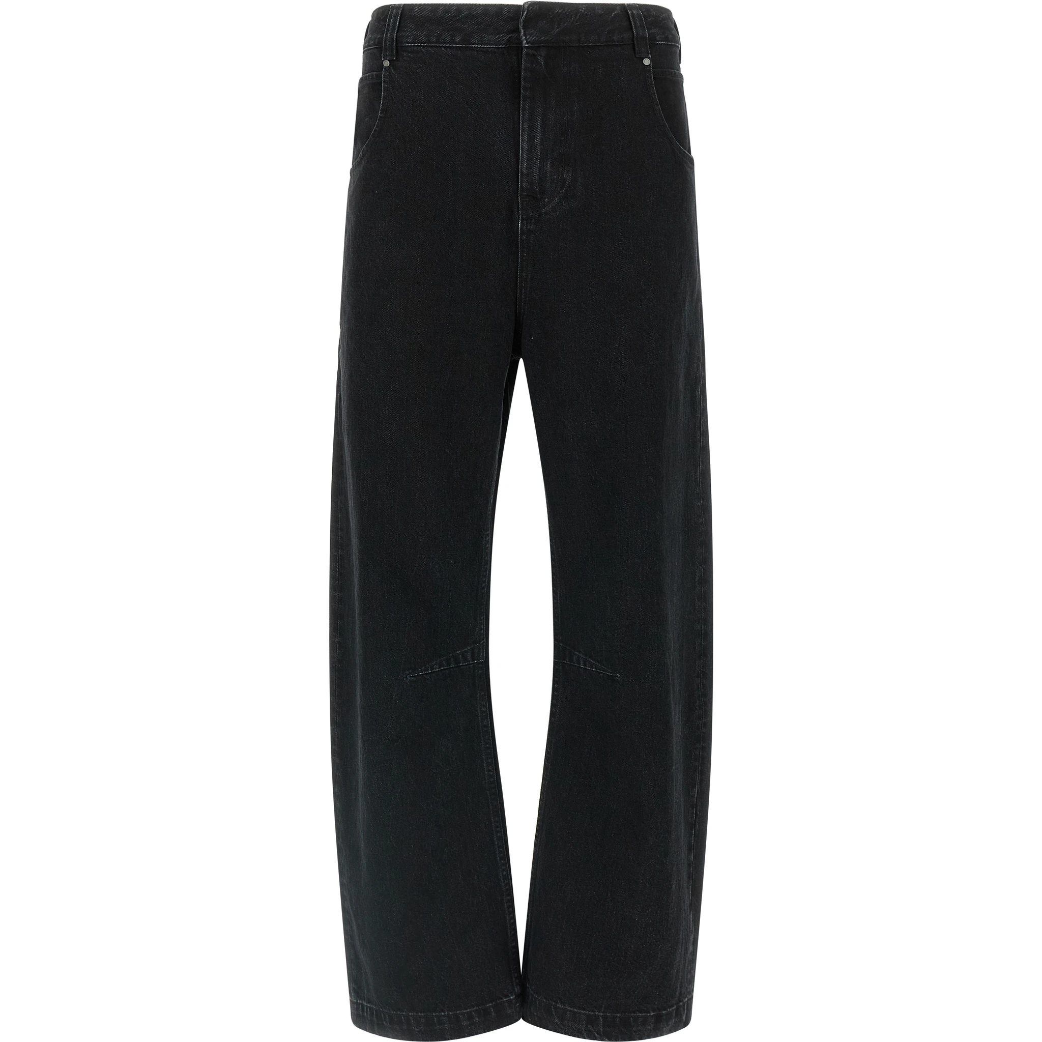 Black Cotton Straight-Leg Jeans
