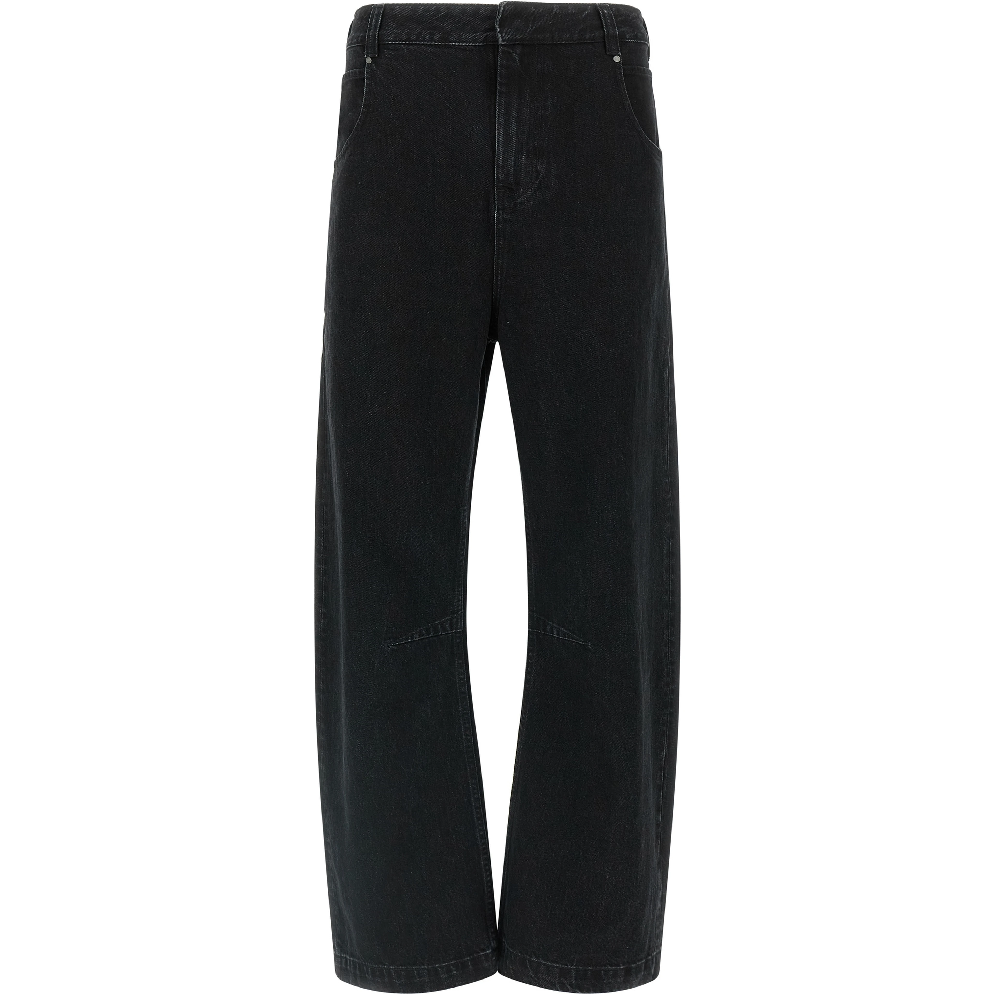 Black Cotton Straight-Leg Jeans