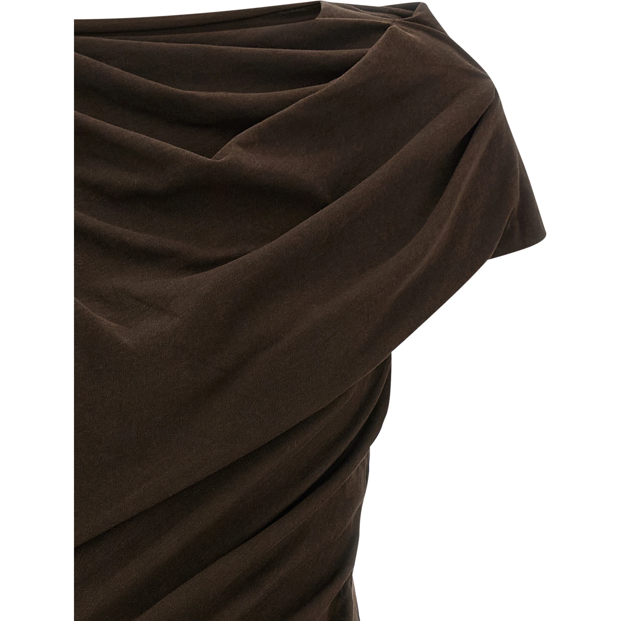 Brown Cotton Short Dress