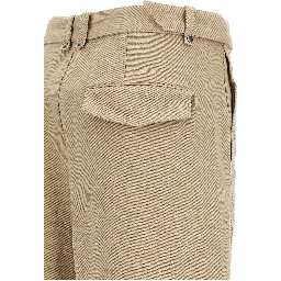Beige Cotton Casual Pants