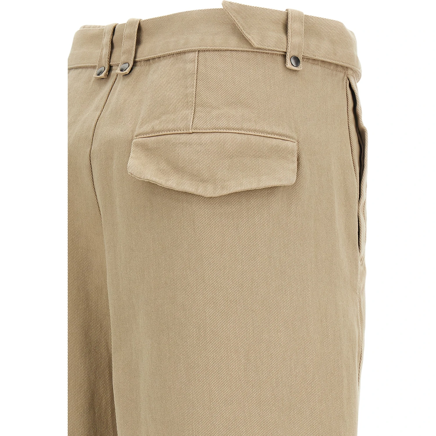 Beige Cotton Casual Pants