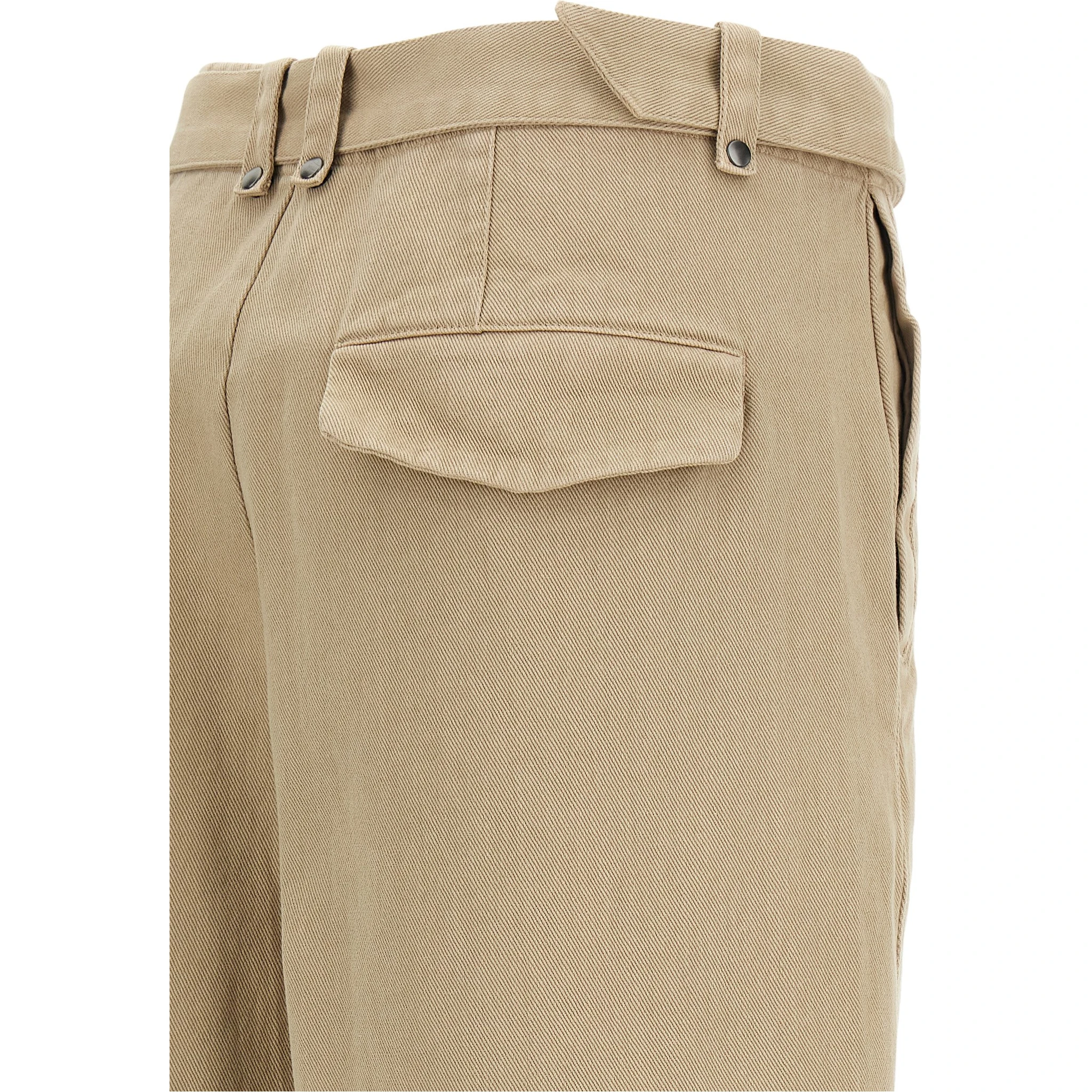 Beige Cotton Casual Pants