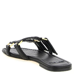 Black Lambskin Slides