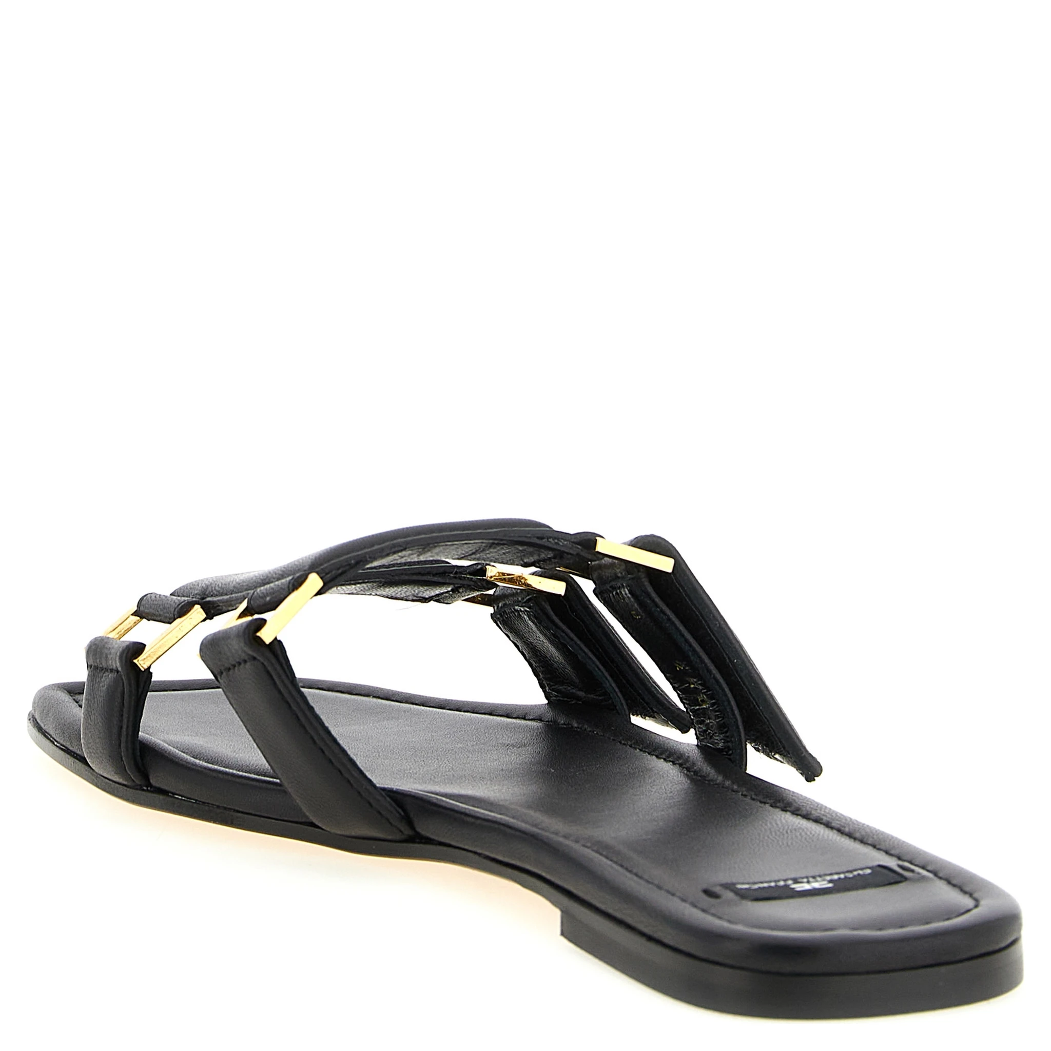 Black Lambskin Slides