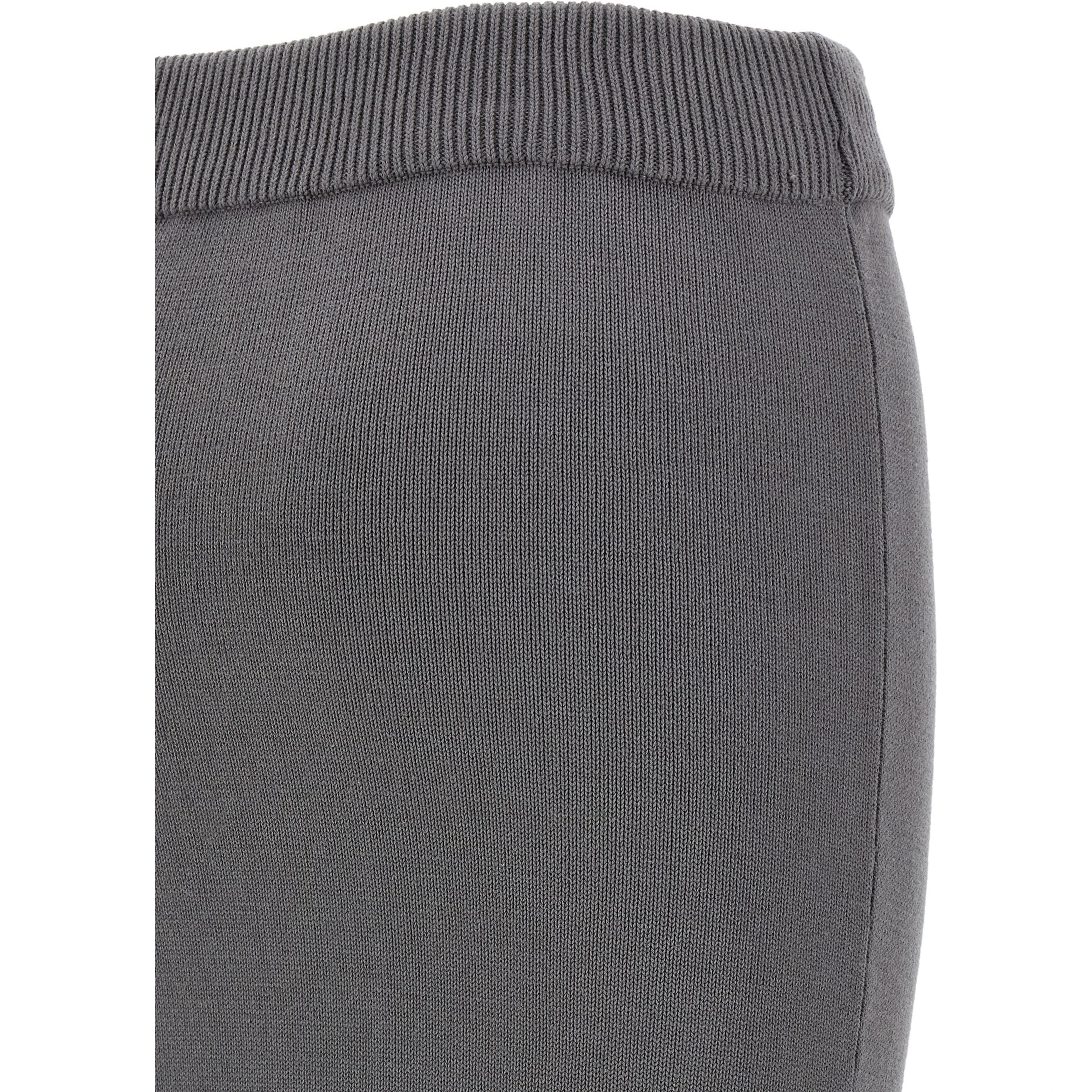 Gray Cotton Midi Skirt
