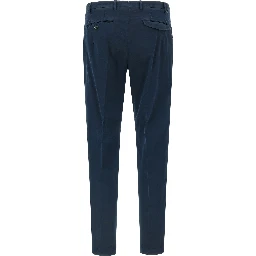 Blue Cotton Casual Pants