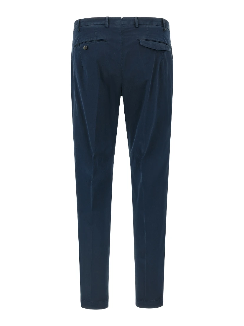 Blue Cotton Casual Pants