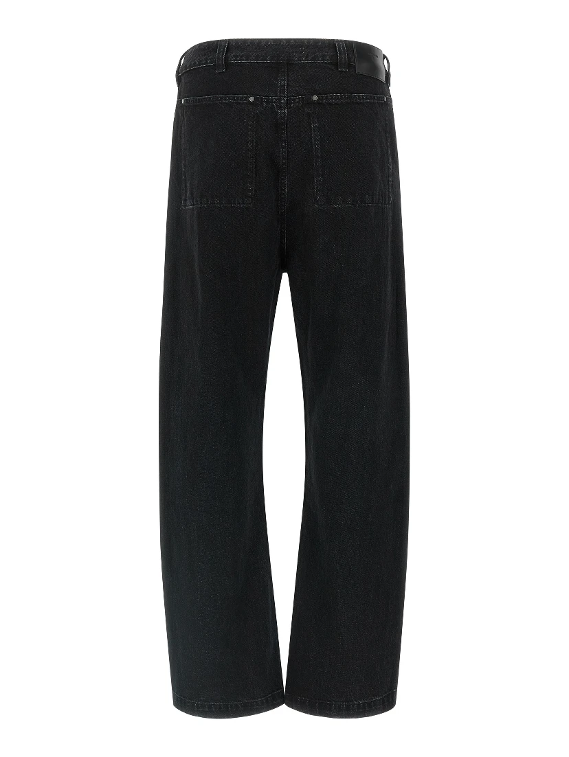 Black Cotton Straight-Leg Jeans