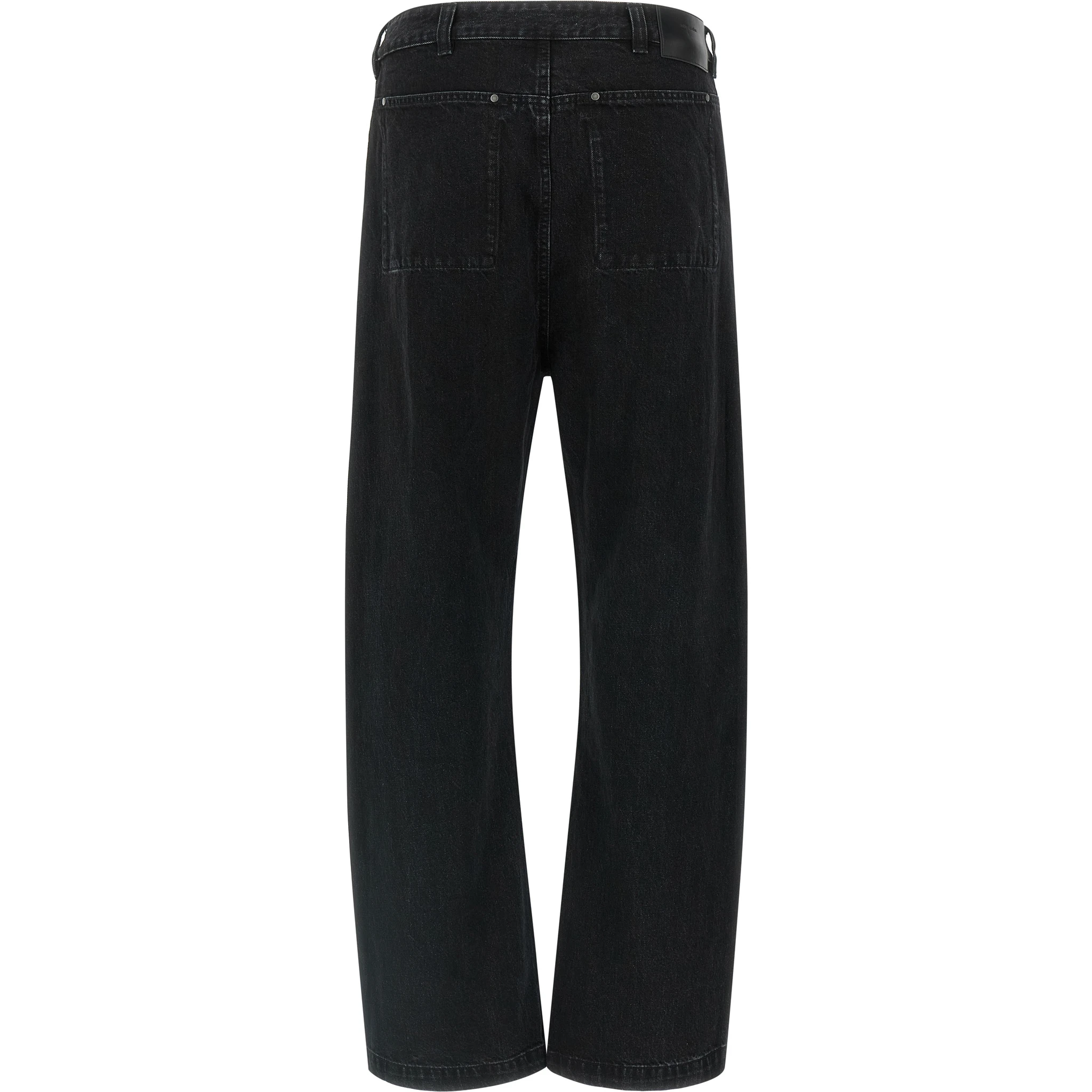 Black Cotton Straight-Leg Jeans