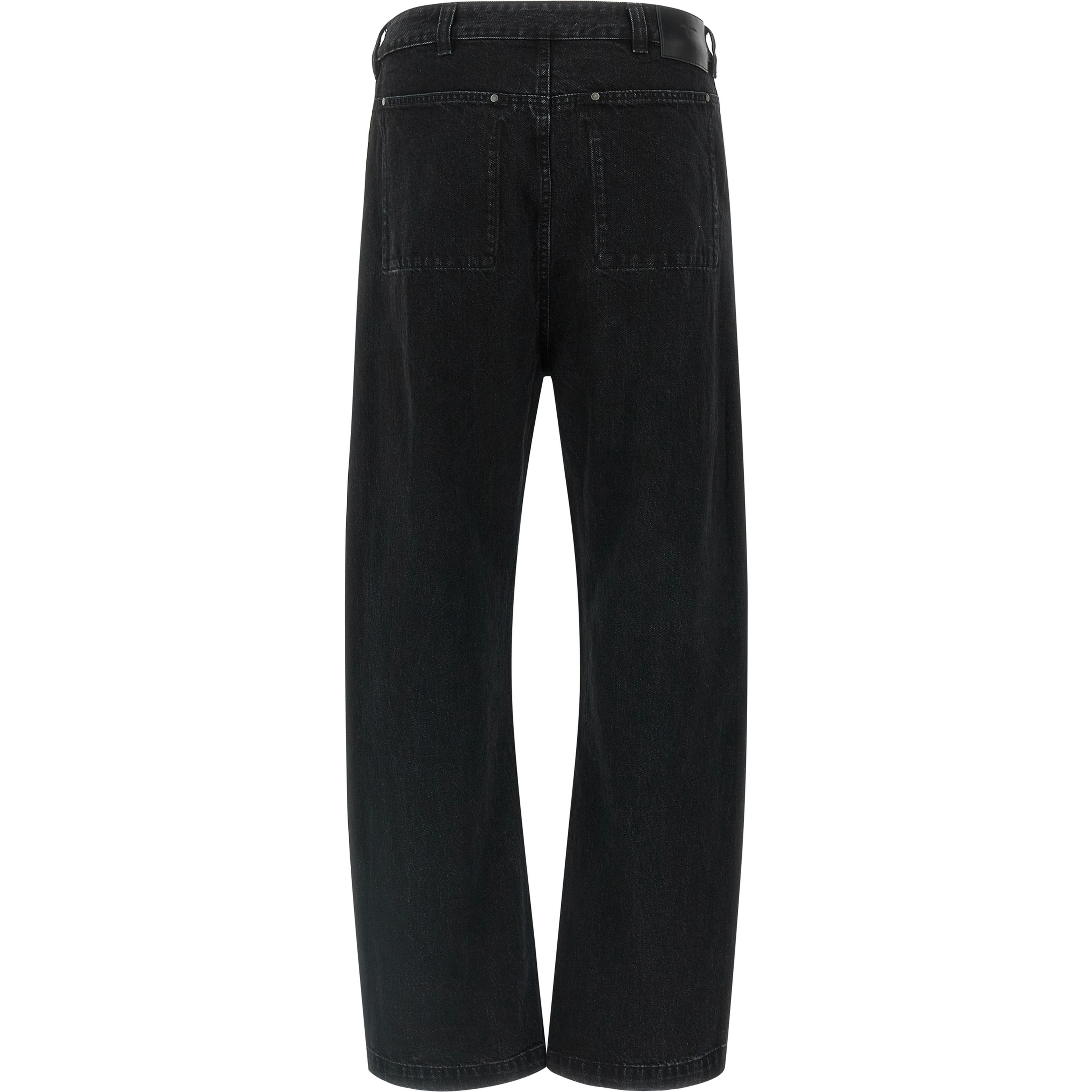 Black Cotton Straight-Leg Jeans
