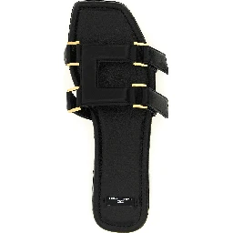 Black Lambskin Slides