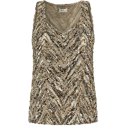 Beige Silk Tank Tops