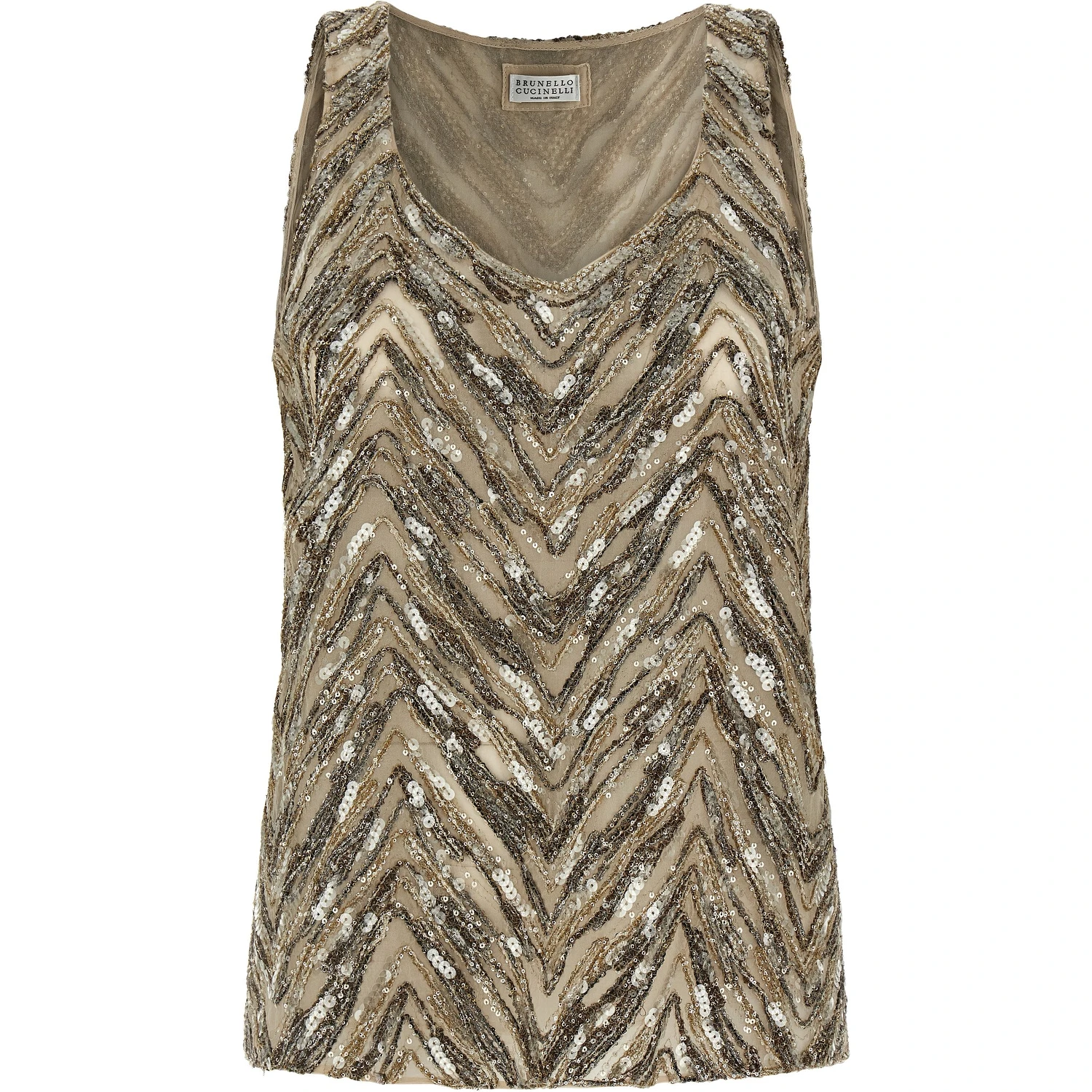 Beige Silk Tank Tops