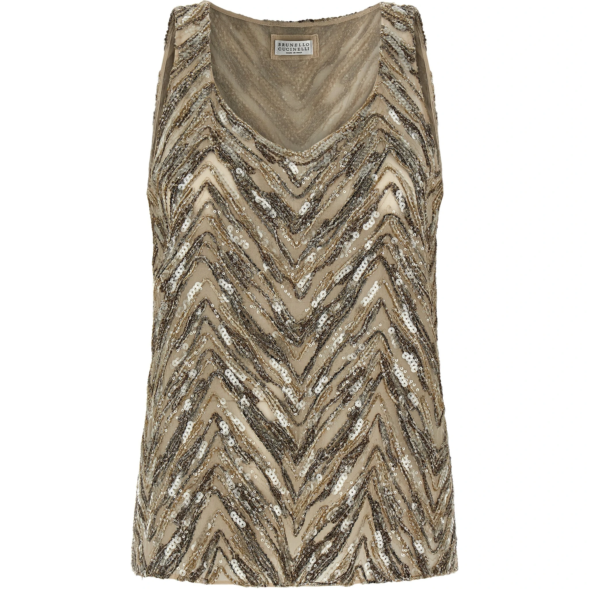 Beige Silk Tank Tops