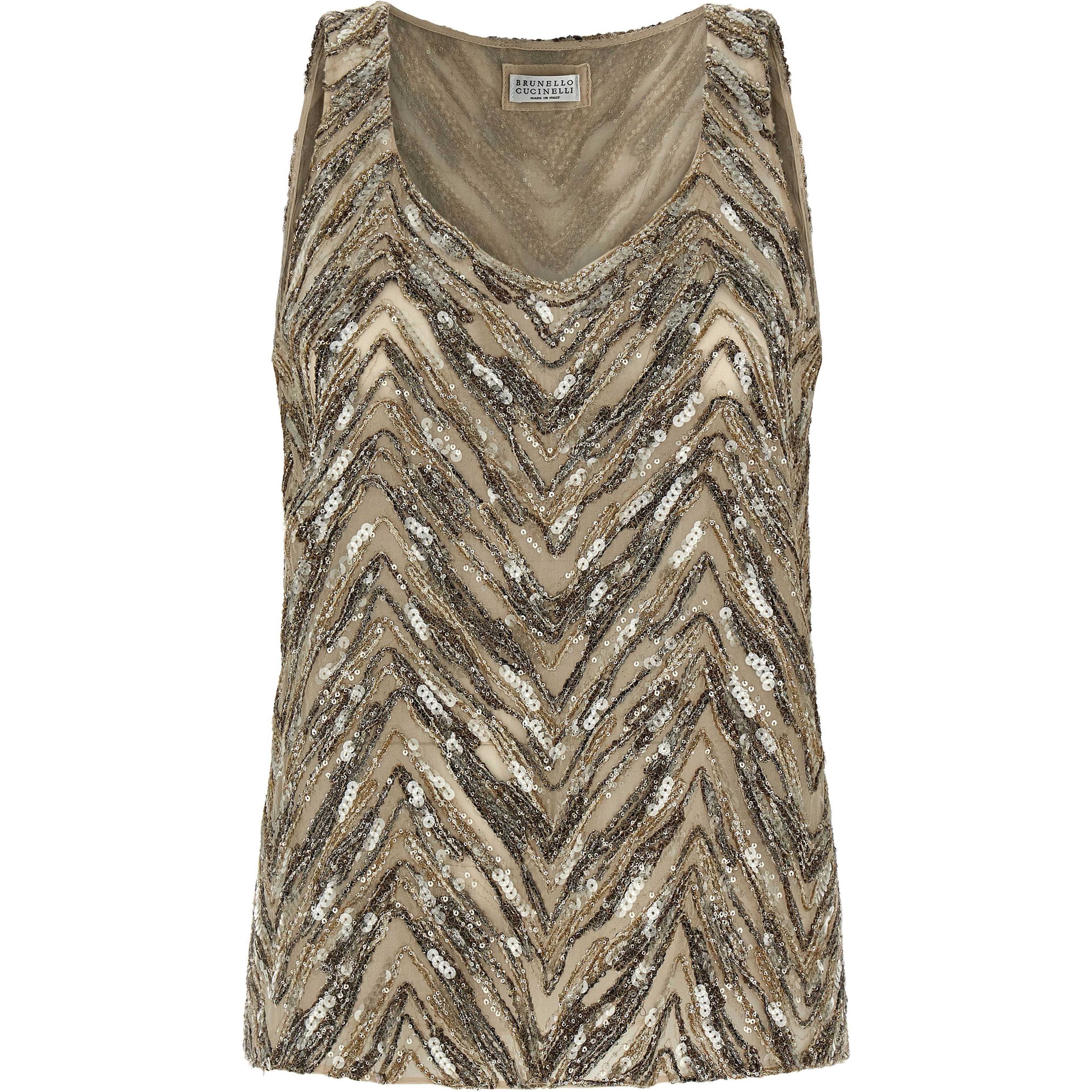 Beige Silk Tank Tops