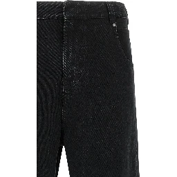 Black Cotton Straight-Leg Jeans