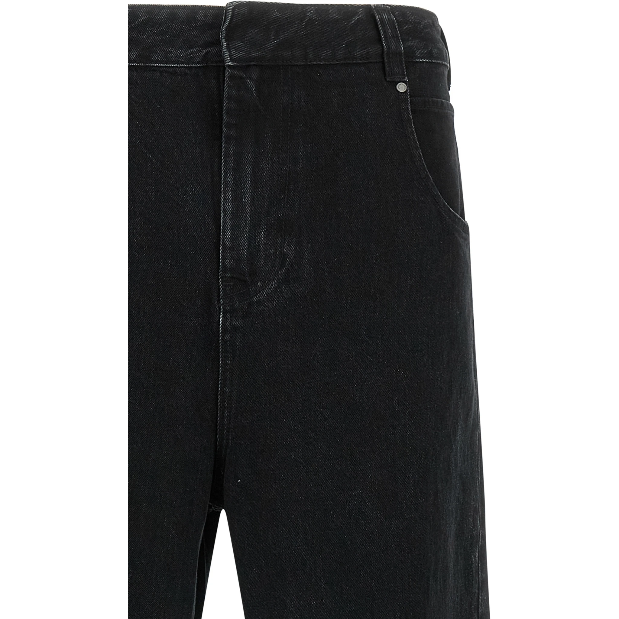 Black Cotton Straight-Leg Jeans