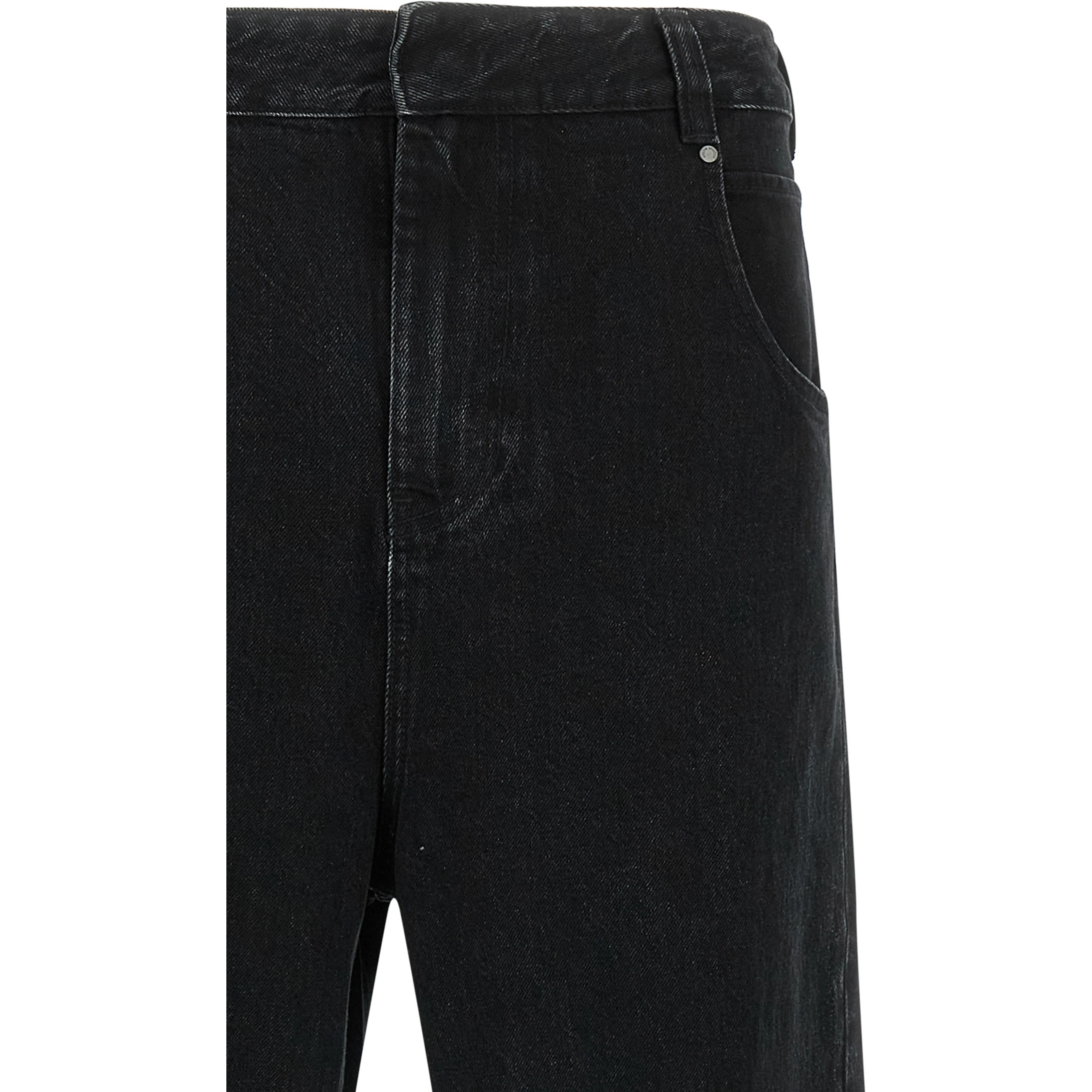 Black Cotton Straight-Leg Jeans
