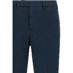 Blue Cotton Casual Pants