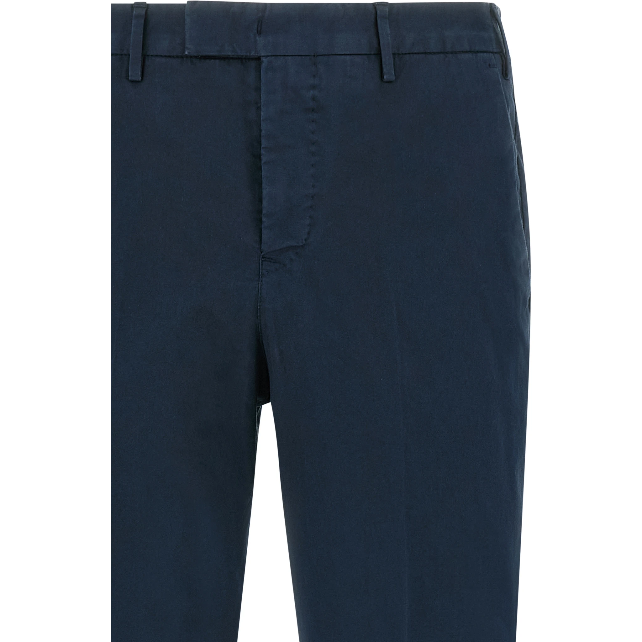 Blue Cotton Casual Pants