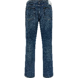 Blue Cotton Straight-Leg Jeans