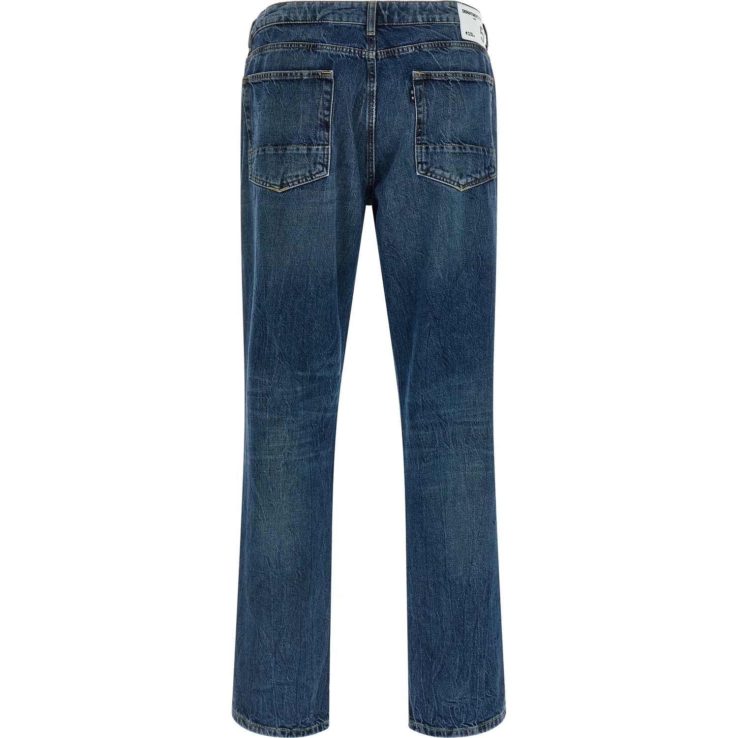 Blue Cotton Straight-Leg Jeans
