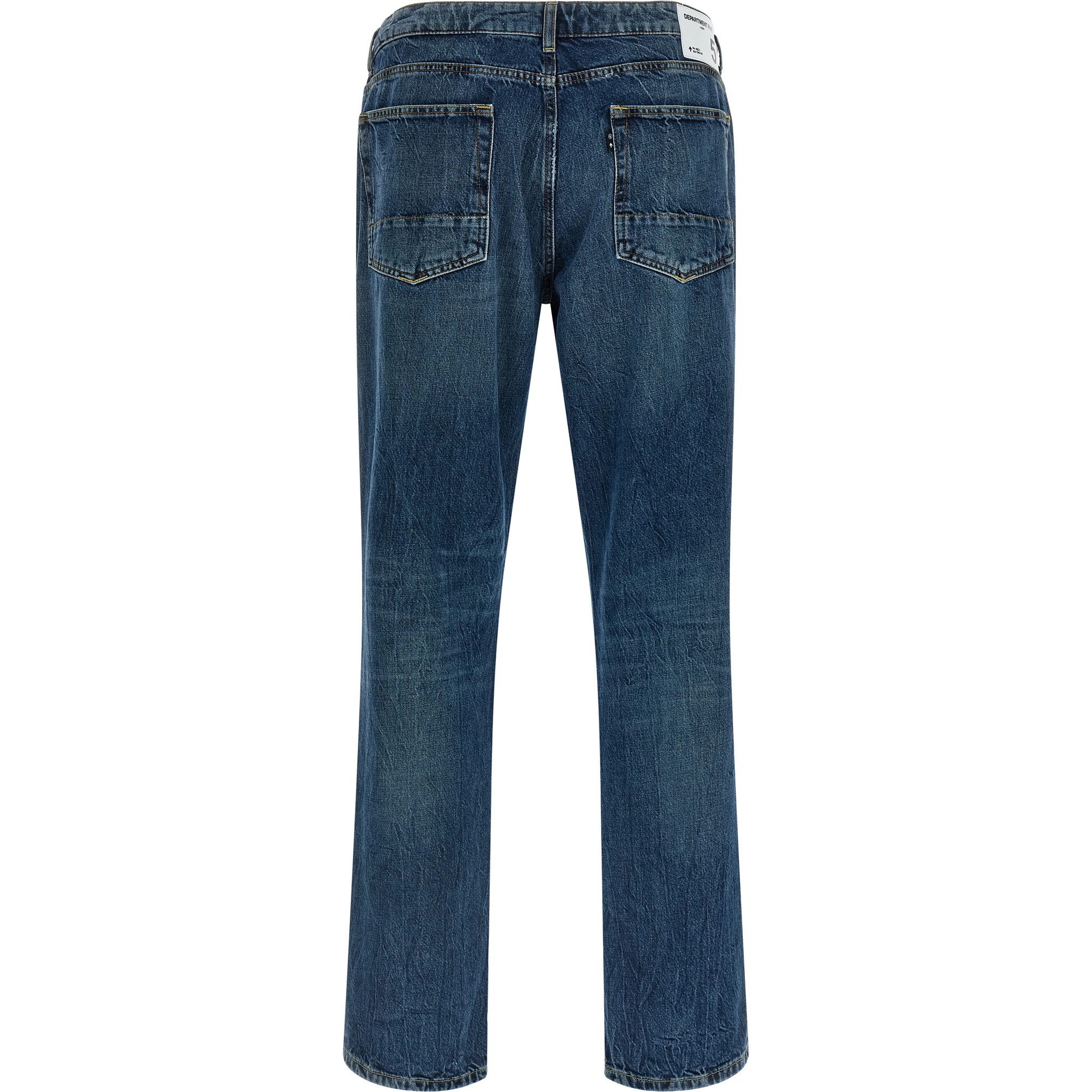 Blue Cotton Straight-Leg Jeans