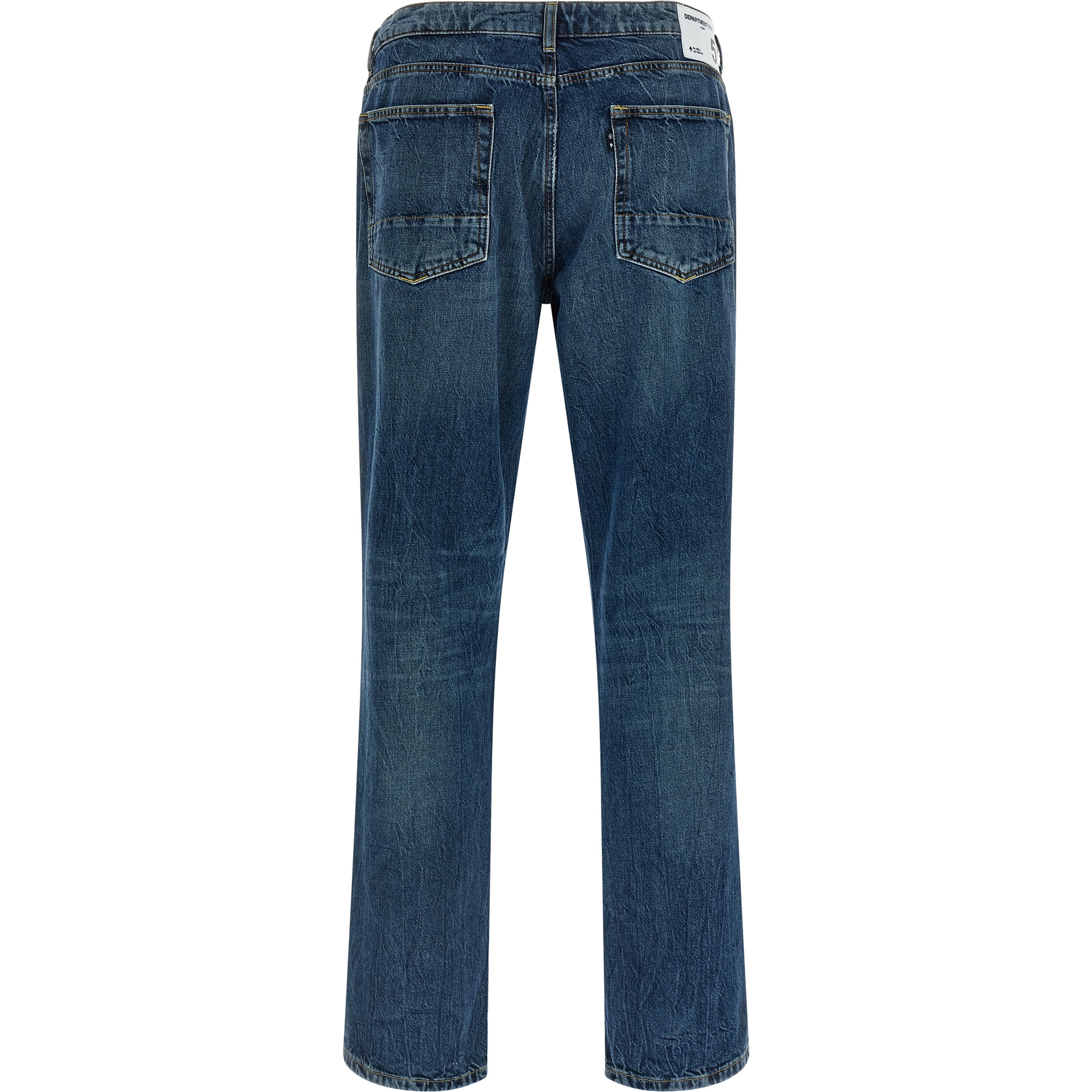 Blue Cotton Straight-Leg Jeans