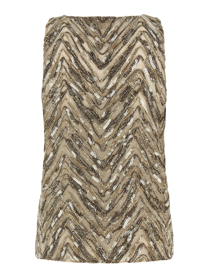 Beige Silk Tank Tops