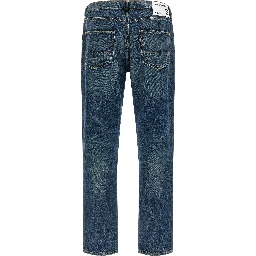 Blue Cotton Straight-Leg Jeans