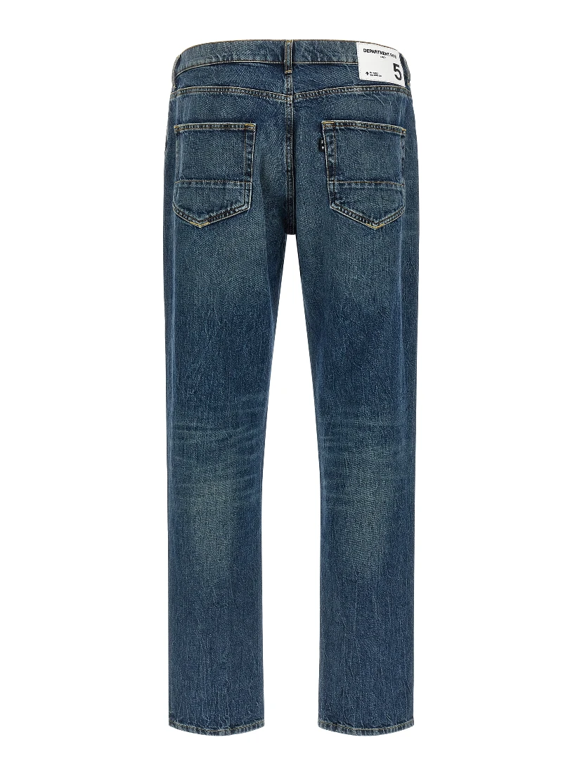 Blue Cotton Straight-Leg Jeans