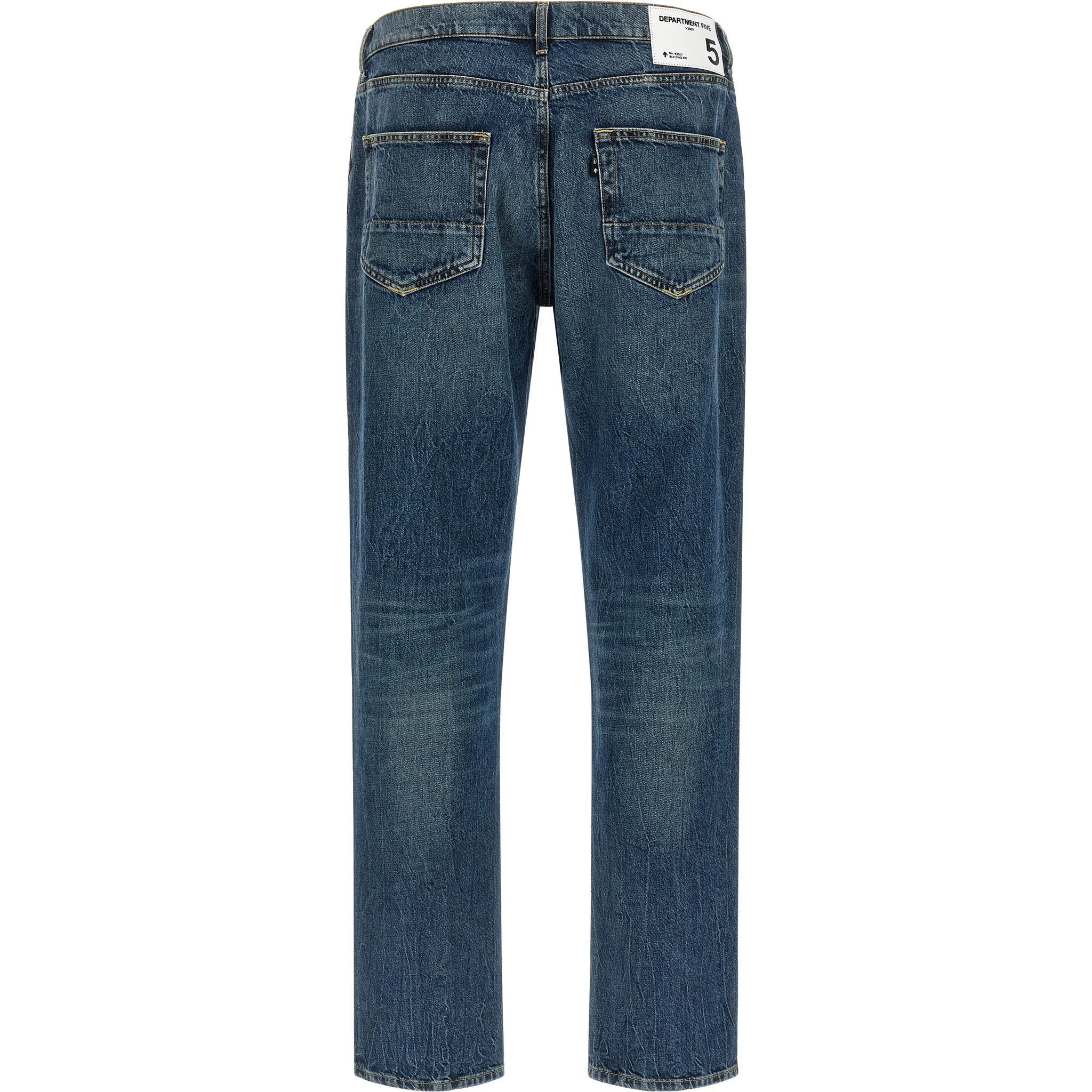 Blue Cotton Straight-Leg Jeans
