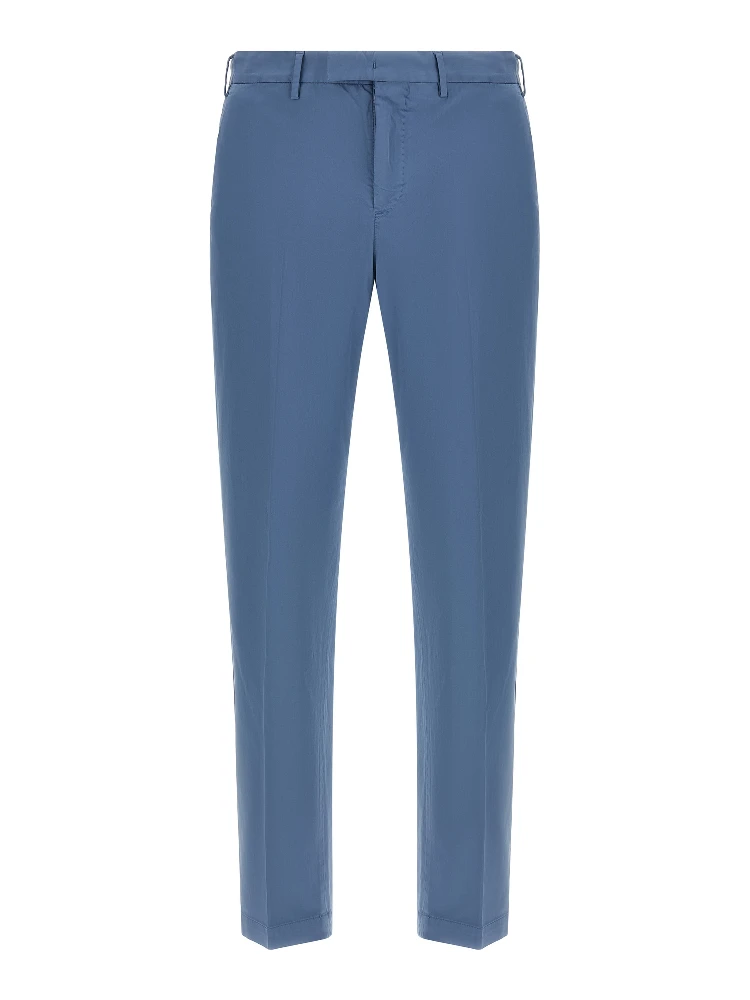 Blue Cotton Casual Pants