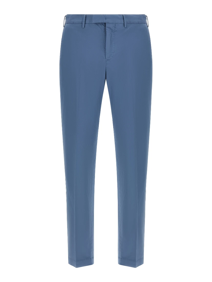 Blue Cotton Casual Pants