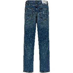 Blue Cotton Straight-Leg Jeans