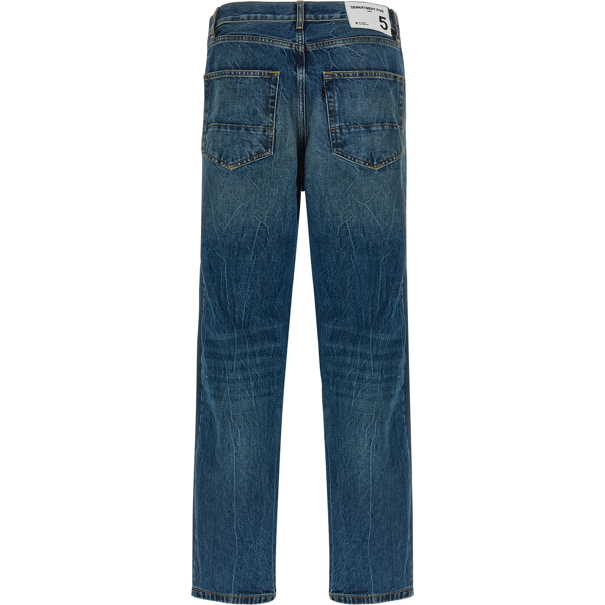 Blue Cotton Straight-Leg Jeans