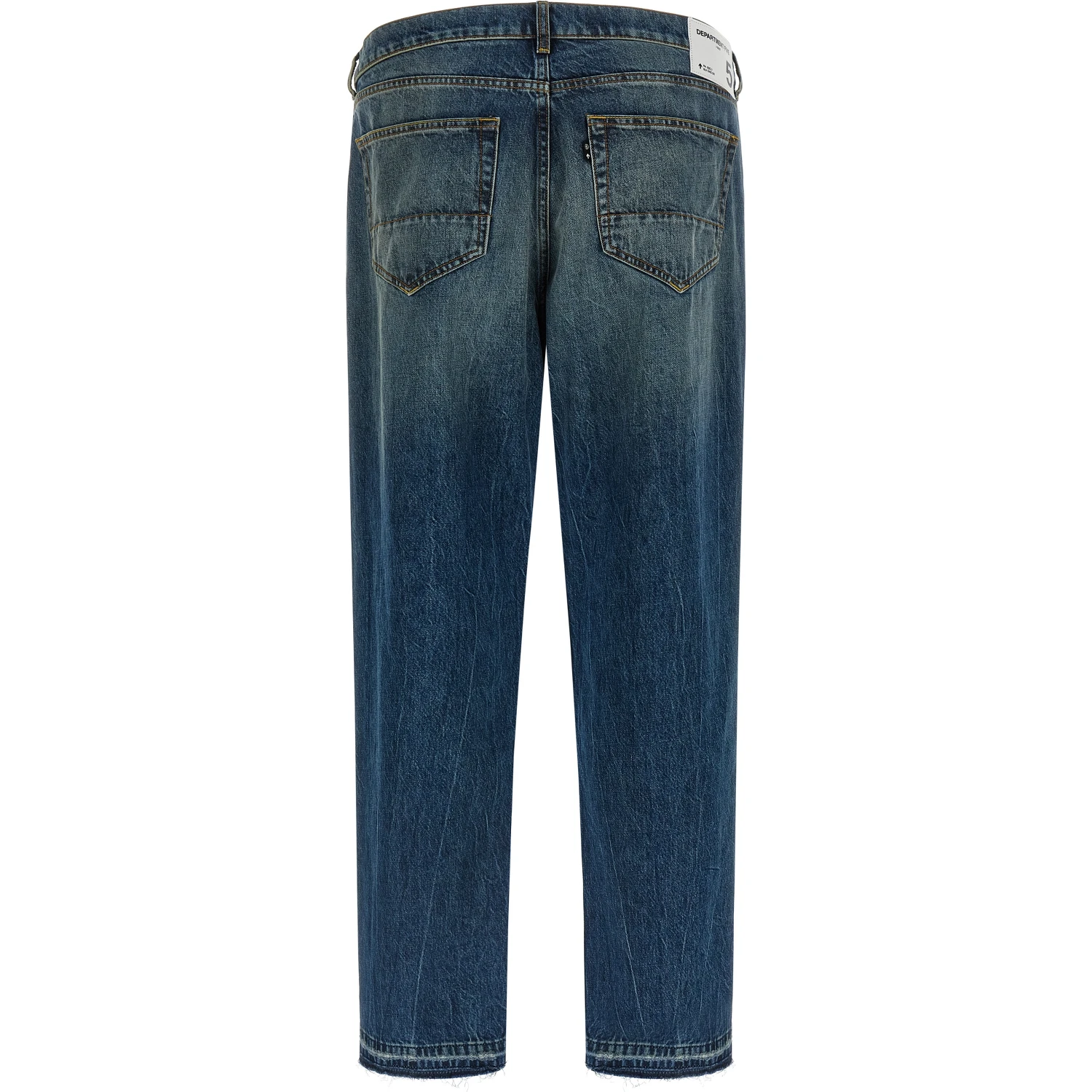 Blue Cotton Straight-Leg Jeans