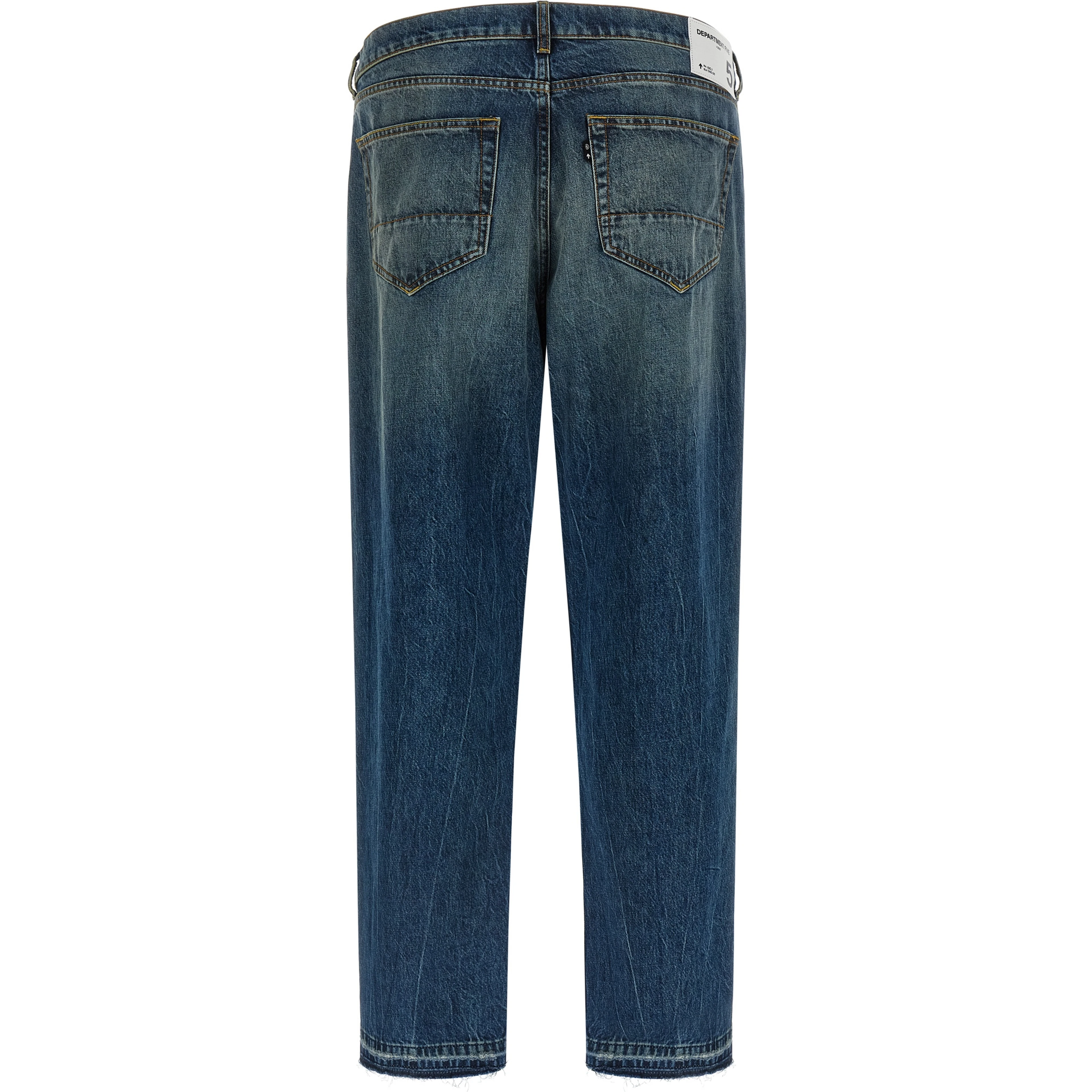 Blue Cotton Straight-Leg Jeans