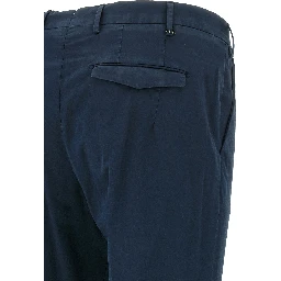 Blue Cotton Casual Pants