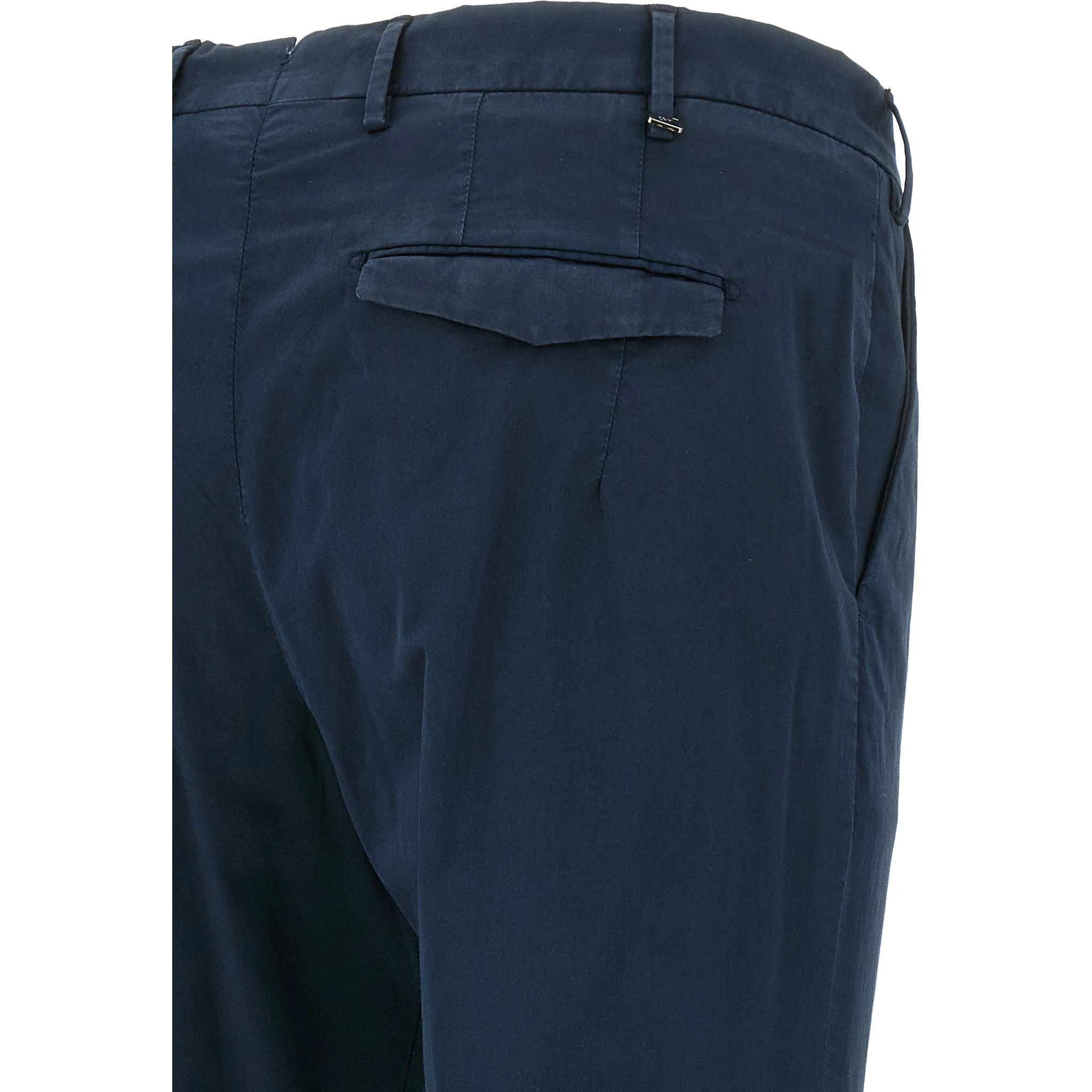 Blue Cotton Casual Pants
