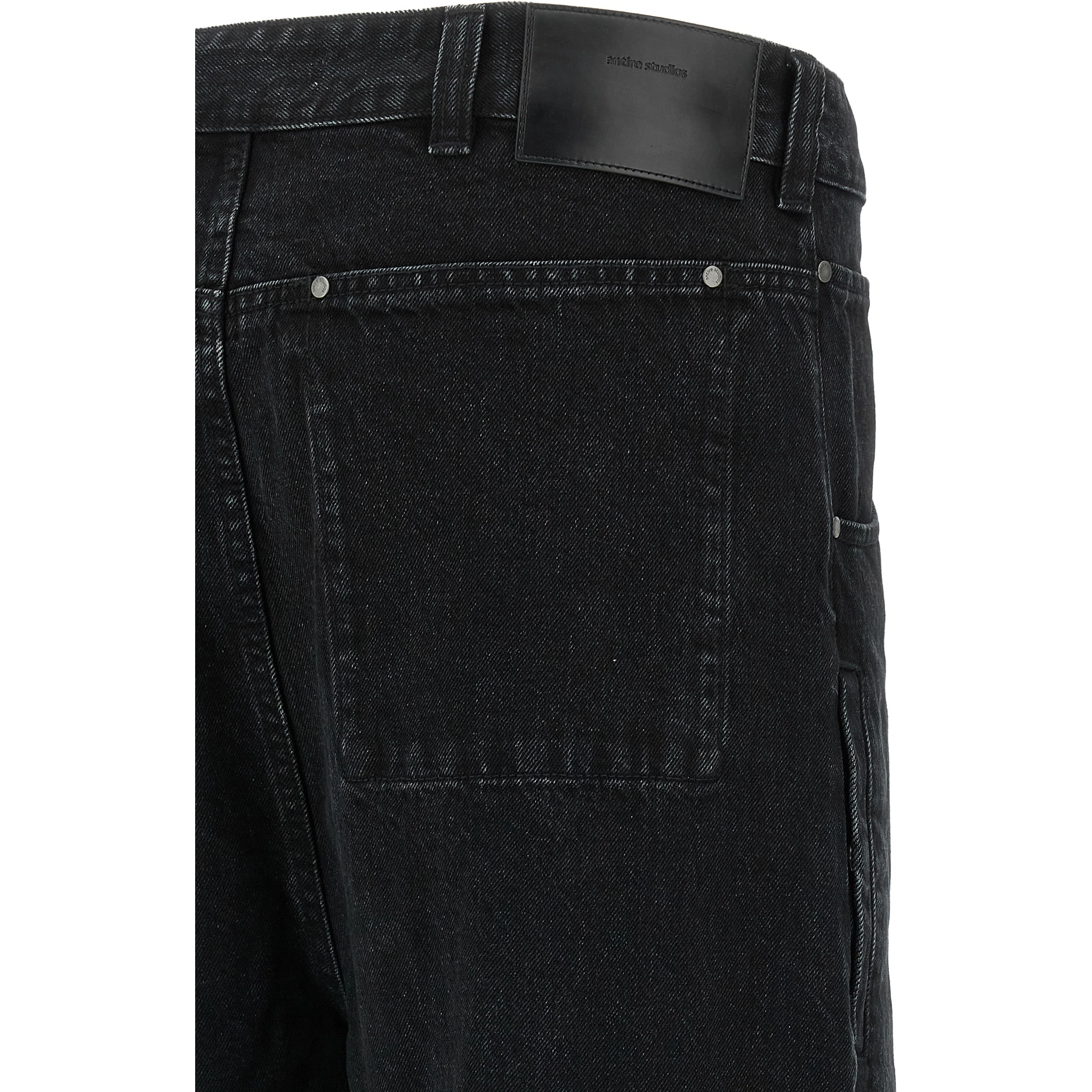 Black Cotton Straight-Leg Jeans
