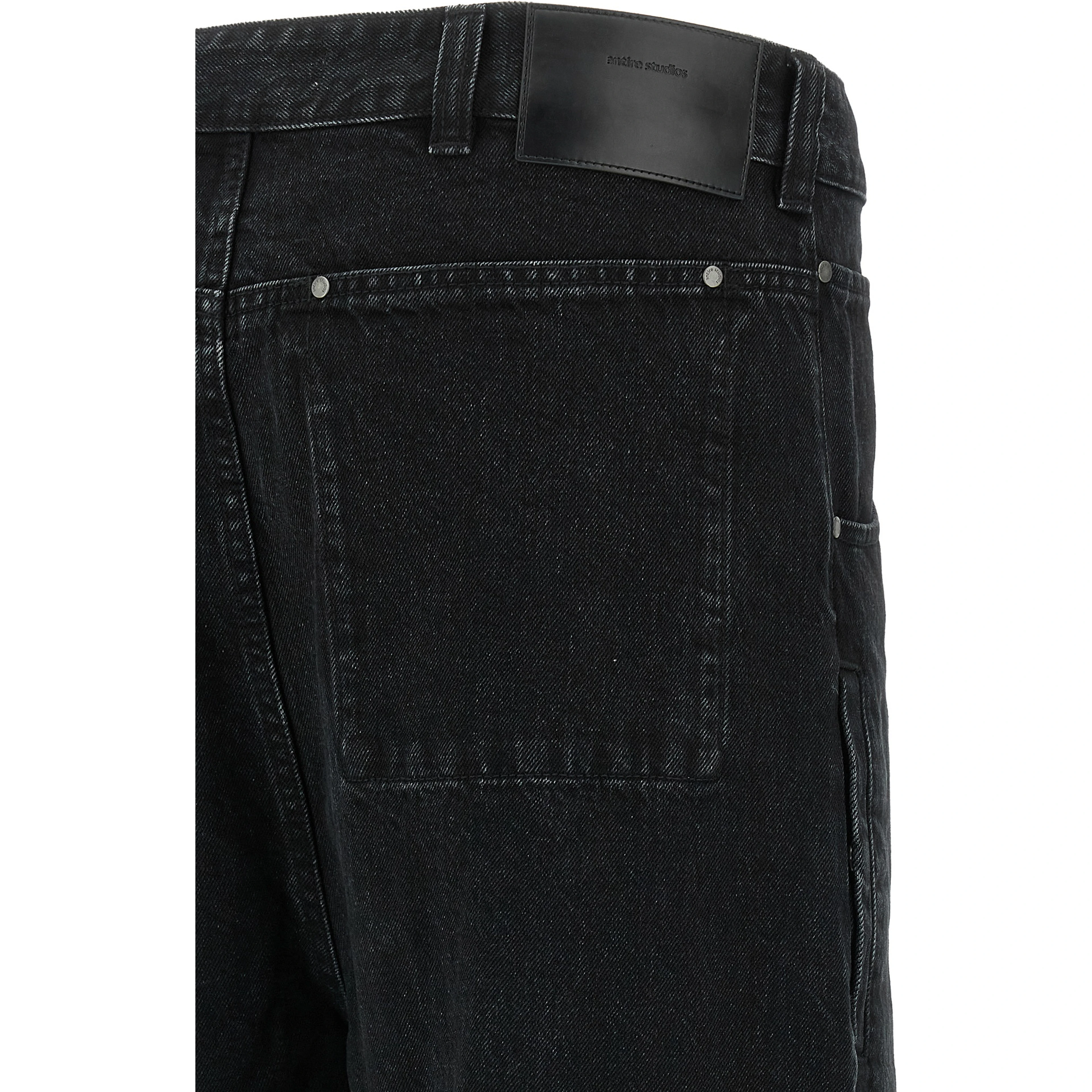 Black Cotton Straight-Leg Jeans
