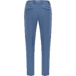 Blue Cotton Casual Pants