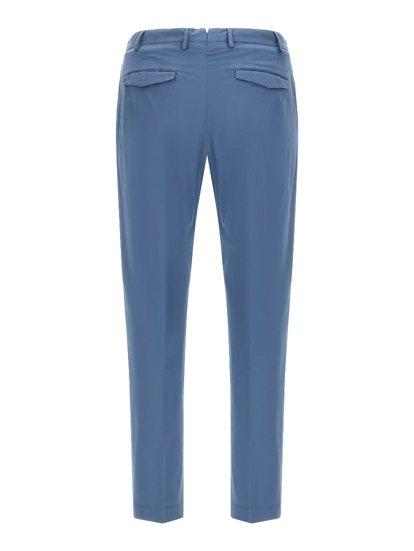 Blue Cotton Casual Pants