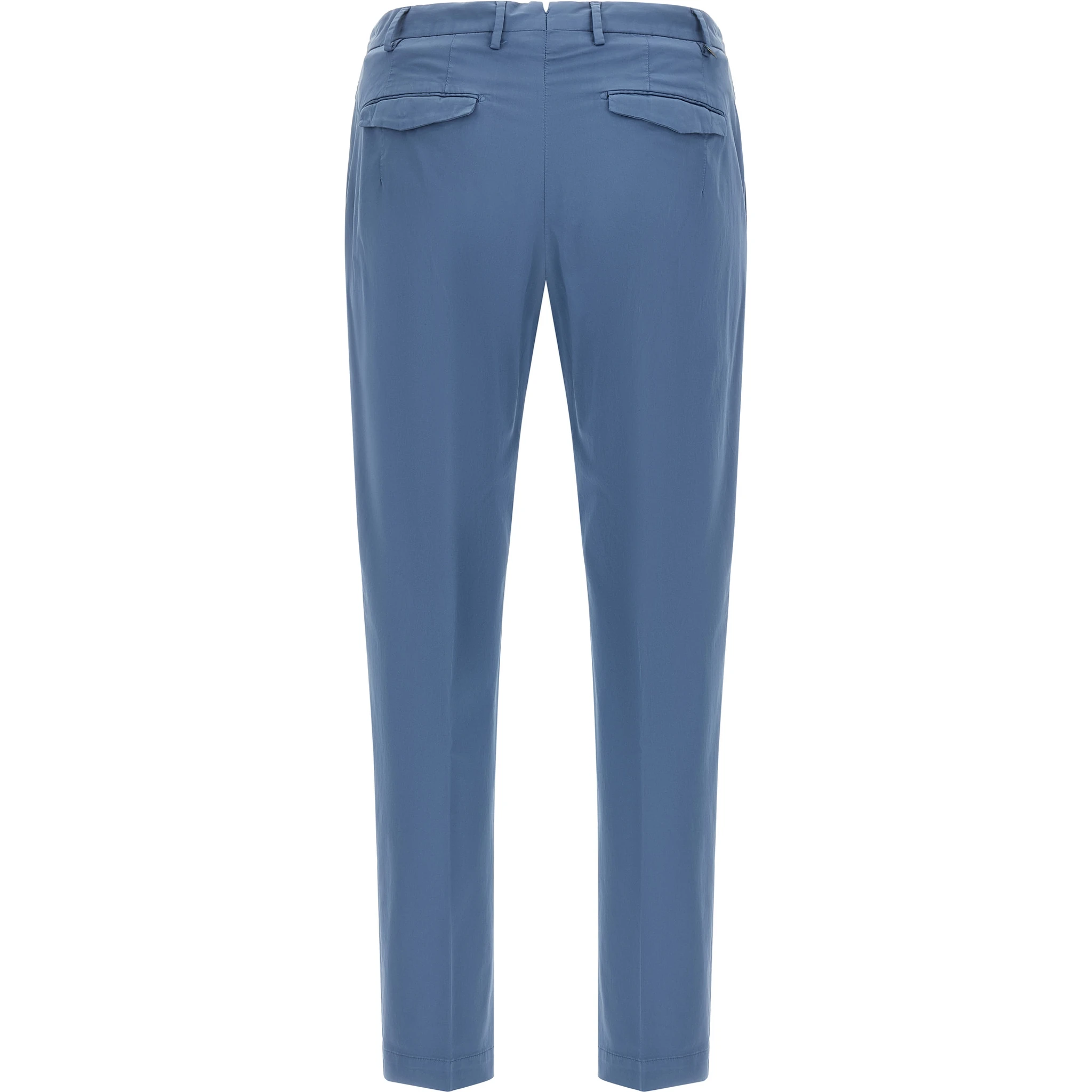 Blue Cotton Casual Pants