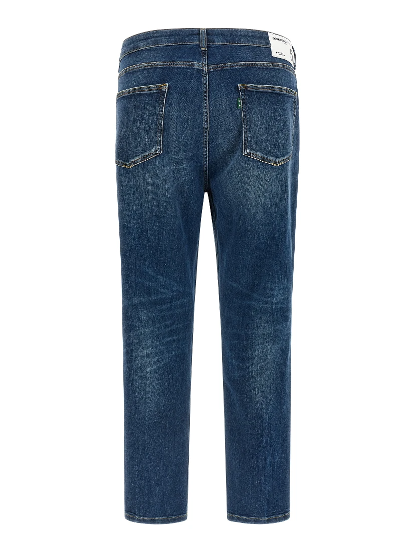 Blue Cotton Cropped Jeans